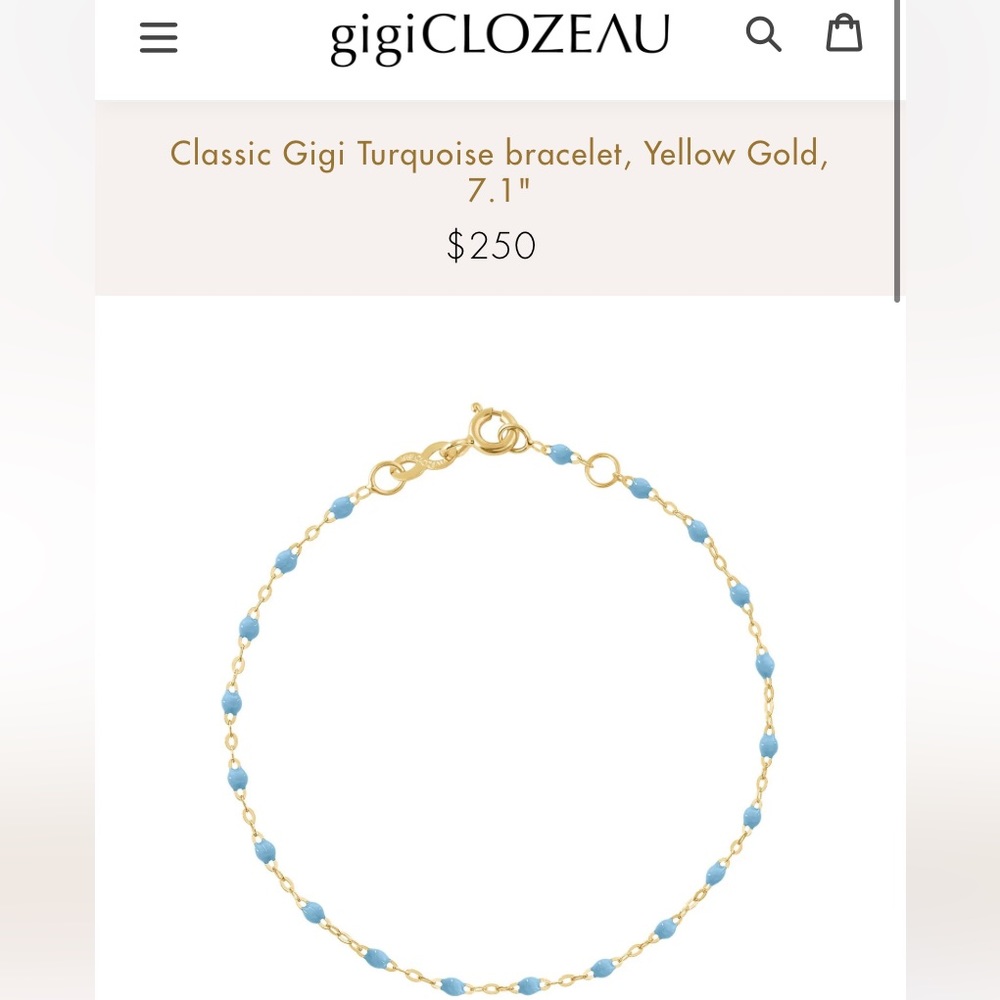Gigi Clozeau 7.1” Solid Yellow Gold Turquoise Bracelet